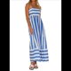 thumbnail image 2 of Vestido Holgado con Espalda A Rayas y Fruncido para Mujer, Tirantes Finos, Aberturas y Vuelo. Azul L, 2 of 10