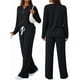 thumbnail image 3 of Conjuntos de Dos Piezas para Mujer, Suéter de Cuello Henley de Otoño, Chándal A Juego, Pijamas Cómodos con Bolsillos Negro L, 3 of 7