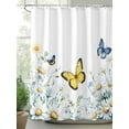 thumbnail image 2 of Shower Curtain Daisy Flower Shower Curtains for Bathroom, Waterproof Polyester Shower Curtain Set with Hooks, Extra Long 72" x 96" Butterfly Floral, 2 of 6