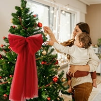 AYktou Christmas Bows, Chiffon Large Bowknot Ribbon Christmas Tree Decorations Wreath Bow for Xmas Tree Topper Home Front Door Floor-Length Mirror Decor Bow Hanging Window Beauty Scene Layout, Wine