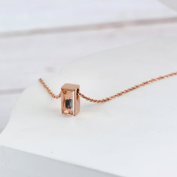 Rose Gold Cremation Necklace, Cube Memorial Jewelry, Cube Urn Ashes Holder Pendant, Crystal Necklace for Ashes, Cube Keepsake Pet Ashes Necklace, with Fill Kit and Box Ship Next Day! [No Engraving]