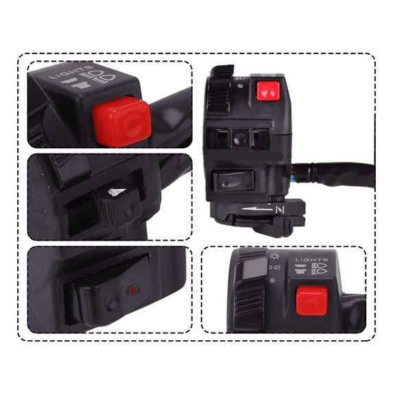 Furulu 22mm Universal Motorcycle Handlebar Start Stop Headlight Hi/Low Throttle Switch