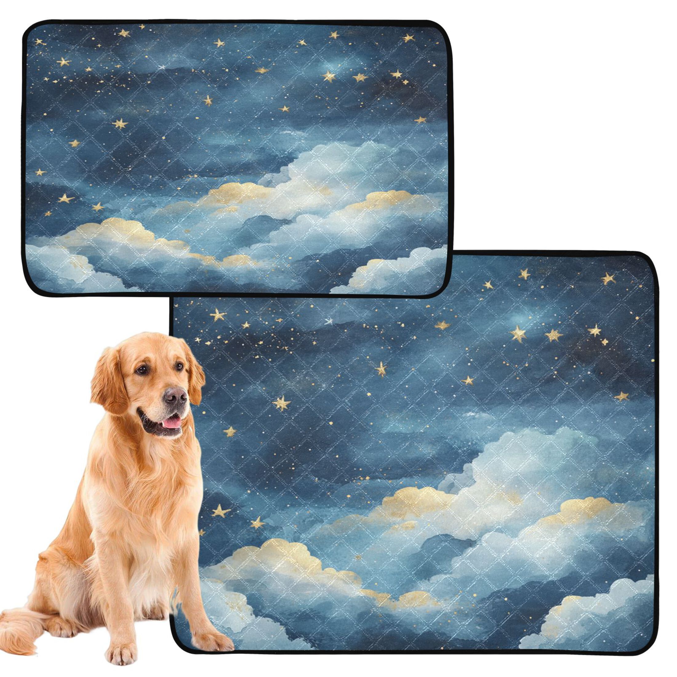 Qxltty Nice Starry Sky Cat litter Pads Pet Set of 3 Diaper Mats Center Anti-leakage Layer Absorbent Soft and Comfortable