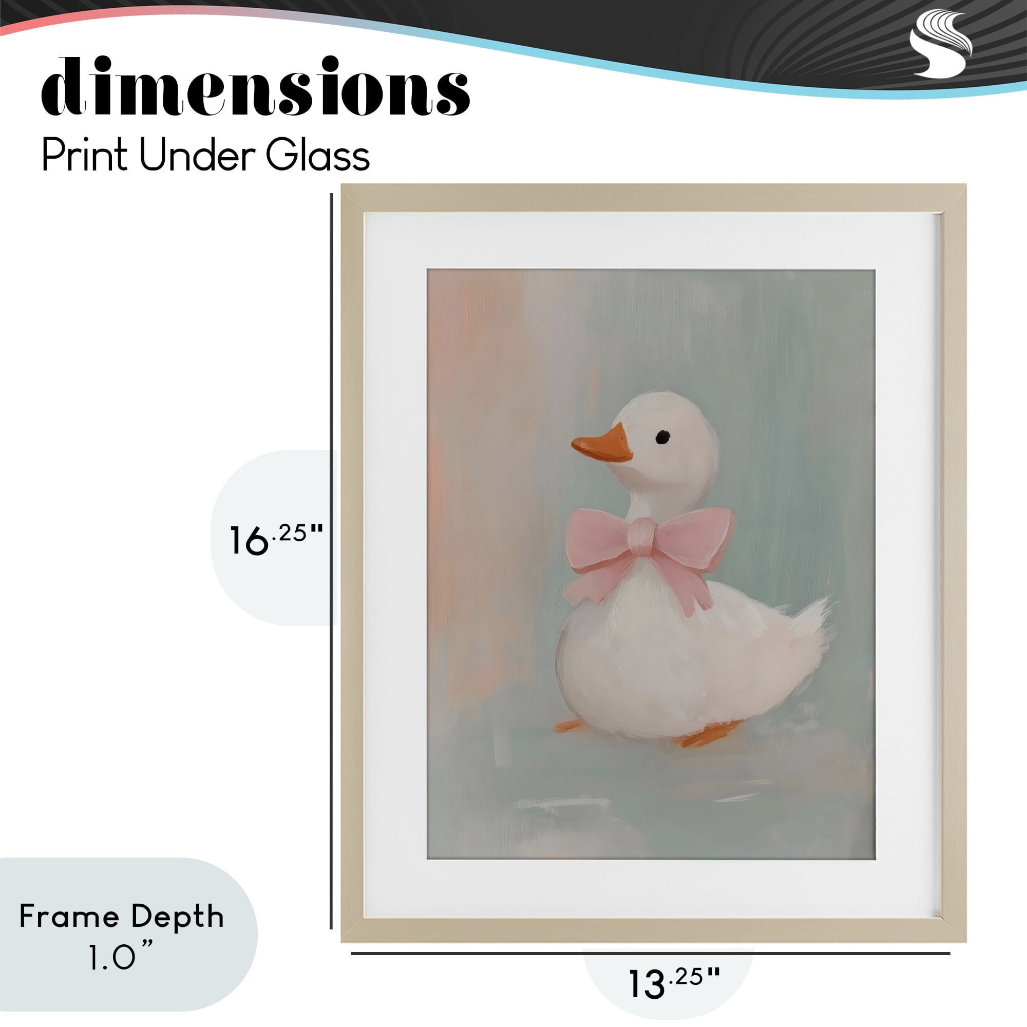 Stupell Industries Duckling Portrait with Bow Birch Framed Print Under Glass, design by The Prints Vibe