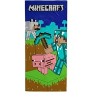 **minecraft kids bath pool beach towel - super soft & absorbent 100% cotton towel, measures 28 x 58