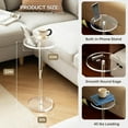 thumbnail image 2 of Acrylic Drink Table, Small Round Side Table for Small Space, Pedestal End Table with Phone Holder, Multi-Use Modern Accent Table, Martini/Cocktail Table for Living Room, 10"X21" Easy Assembly, 2 of 7