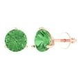 thumbnail image 2 of Rose Solid Solid Gold Solitaire Stud Everyday Dainty Earrings - 4 Ct Brilliant Round Cut Studs Green Diamond 14K, Everyday Dainty Earrings Screw Back, 2 of 7