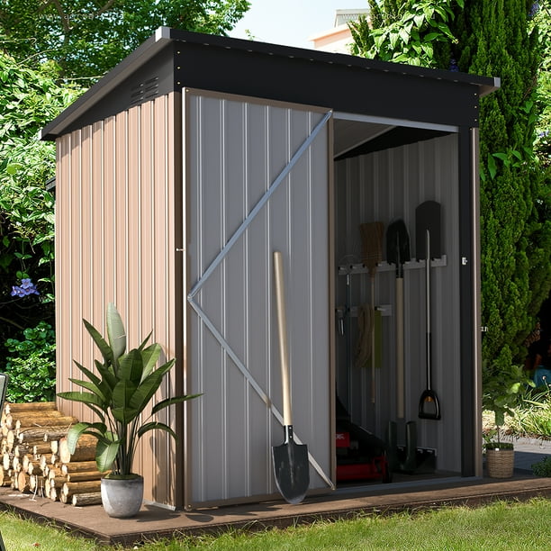 AECOJOY 5' x 3' Outdoor Metal Storage Shed with Lockable Door for ...