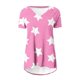 thumbnail image 4 of Camiseta Impresa con Cuello en V de Manga de Raglan de la Parte Trasera Larga Delantera Corta de las Mujeres de Navidad, Vacaciones Informales, 4 of 5