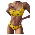 thumbnail image 1 of Bañador HUOGUO para mujer, corte alto, con cordones y estampado de rayas, 1 of 5