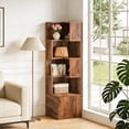 thumbnail image 4 of Fnova 70" Conner Bookcase with 4-Tier Open Display Storage Shelves 2 Drawers, Large Book Shelf Bookcase Bookshelf for Living Room, Home Office, Bed Room, 4 of 21