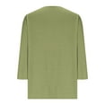 thumbnail image 3 of LEBONYARD Women's Fashionable V-Neck Solid Colored Chic Three Quarter Sleeves Temperament Pullover Tops Casual Ladies Loose Soft Fitting Tops, 3 of 5
