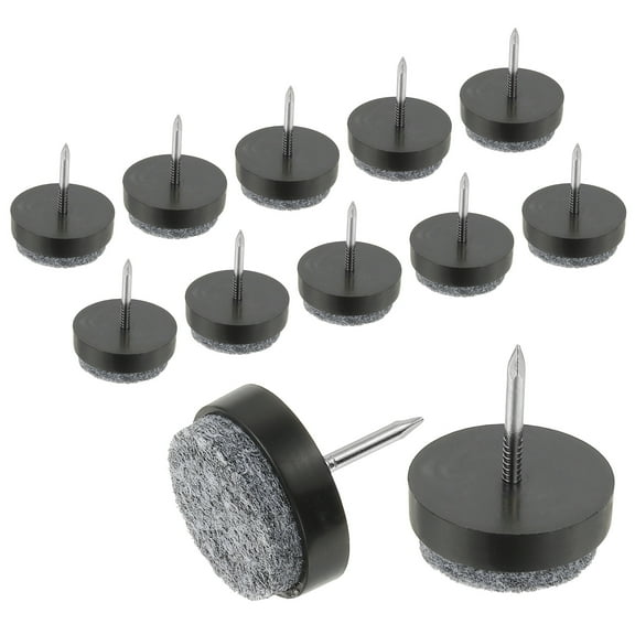 Uxcell 0.86" Screw-on Furniture Felt Pad Nail on Chair Leg Floor Protector Black 40 Pcs