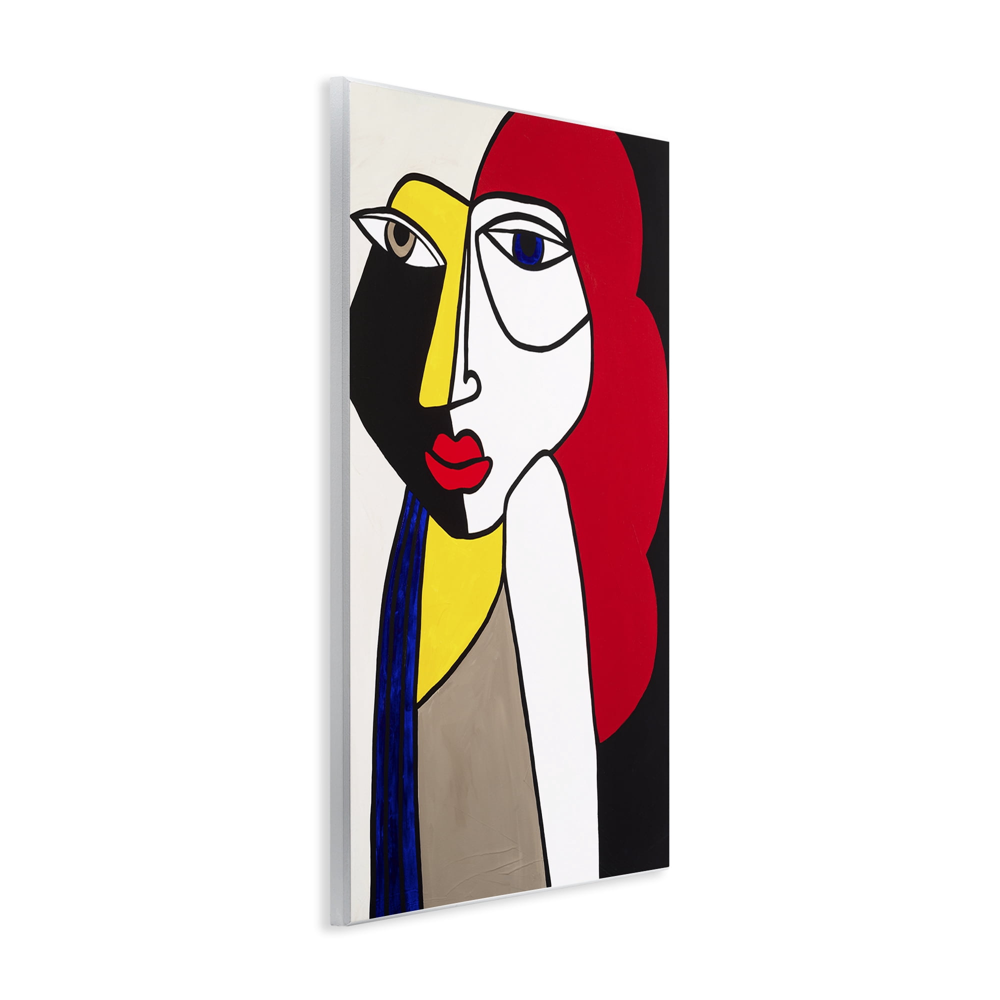 Stupell Industries Her Abstract Cubism Face People Painting Unframed Art Print Wall Art, 13 x 19