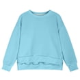 thumbnail image 3 of Wonitaaizi Girls Sweatshirts Pockets Teens Sweatshirt Long Sleeve Crewneck Pullover Tops Fall (5-6 Years,Light Blue), 3 of 6