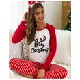 thumbnail image 1 of Jersey de manga larga para mujer, pantalones a rayas con estampado de Feliz Navidad, pijamas de moda de otoño, conjunto femenino, traje de servicio a domicilio, ropa, 1 of 4