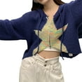 thumbnail image 4 of KOMOO Women Cropped Sweater Cardigan Long Sleeve Knit Hooded Grunge Aesthetic Loose Sweater Outerwear, 4 of 9