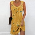 thumbnail image 2 of Honeeladyy Mini Dresses for Women Summer Sleeveless Print Beach Dress A Line Strap Vacation Sundresses Yellow M, 2 of 5