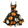 thumbnail image 3 of Fgvctg Womens Halloween Cocktail Dresses for Wedding Guest Crewneck Cocktail Dresses Pumpkin Ghost Witch Graphic Fashion 50's Dress Spaghetti Strap Sleeveless Oversized White Outfits White XL, 3 of 4