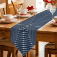 thumbnail image 2 of Navy Blue Striped Table Runner Linen Burlap Table Runner 72 Inches Long Farmhouse Stripes Geometric Abstract Dresser Scarves for Kitchen Island Coffee Dining Room Party Wedding Holiday Decor 14"x72", 2 of 8