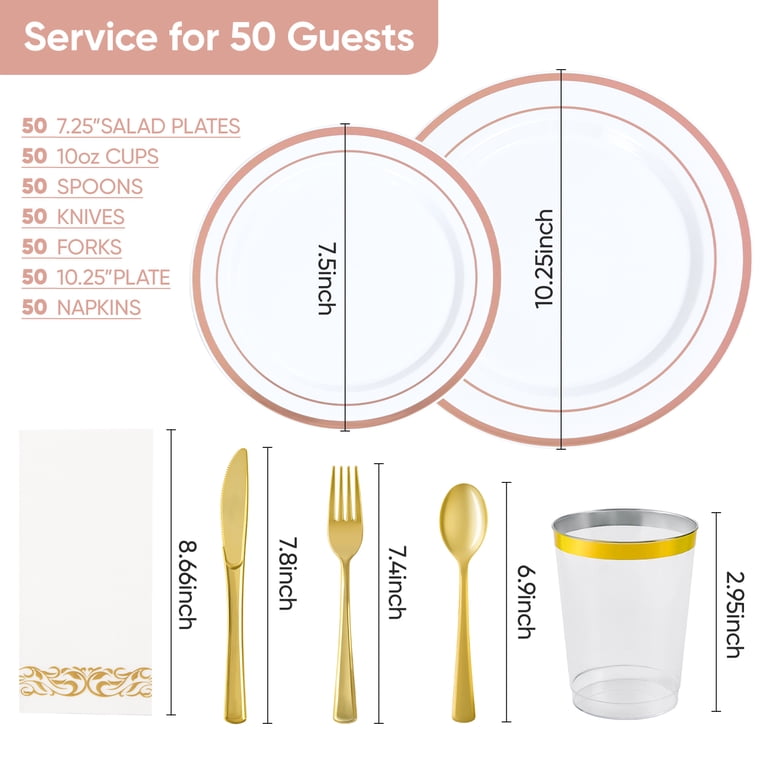 Hawsaiy Rose Gold Dinnerware Set for 50 Guests, 350-Piece photo 6