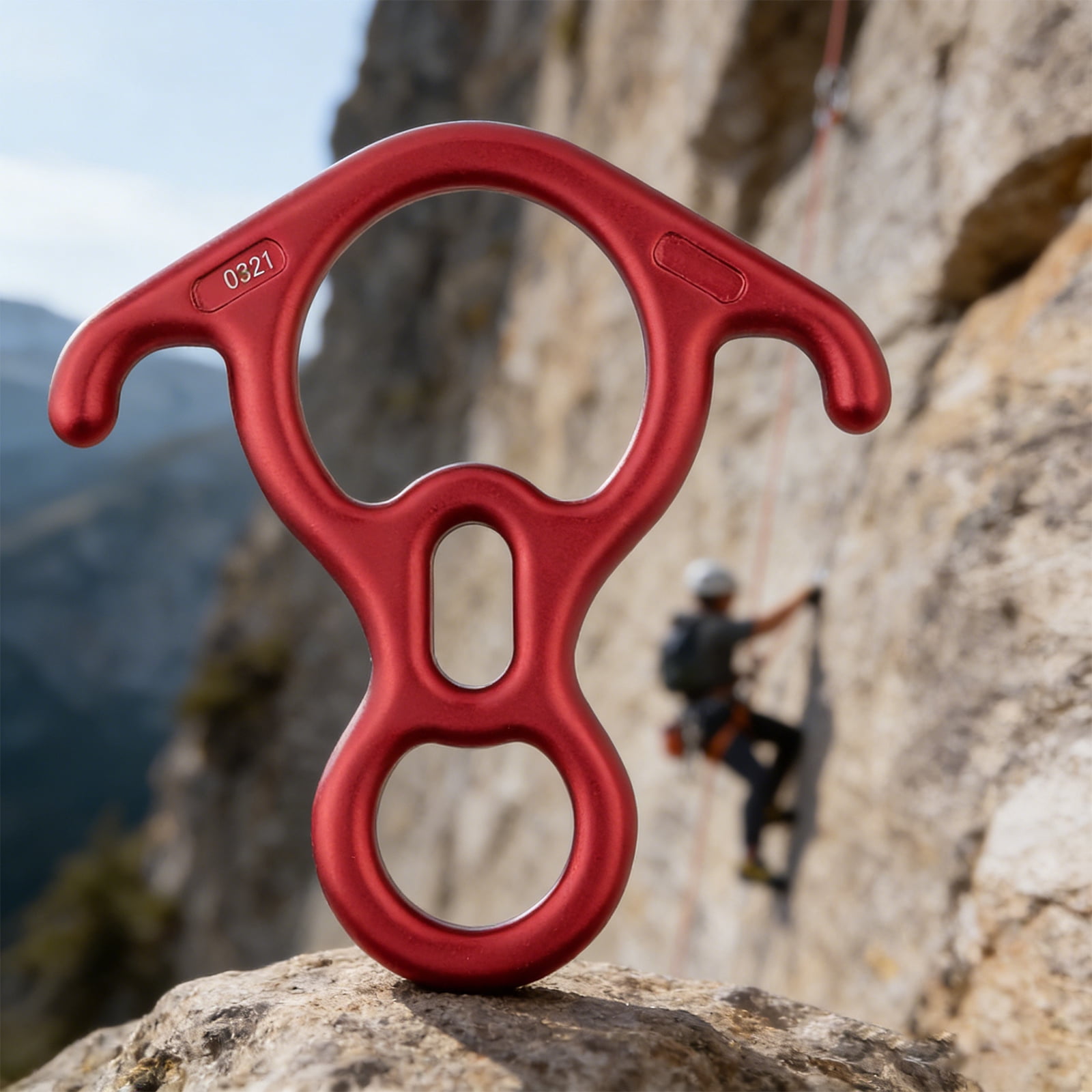 Professional Rock Climbing Equipment Figures 8 Descender For Safe And Controlled Descent In Mountaineering Environment