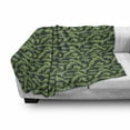 thumbnail image 3 of Tropical Soft Flannel Fleece Blanket, Banana Leaf Jungle Forest Plants Rainforest Foliage Interior Art Deco, Cozy Plush for Indoor and Outdoor Use, 60" x 80", Olive Green Dark Blue, by Ambesonne, 3 of 6