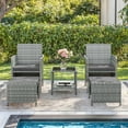 thumbnail image 6 of ELPOSUN 5-Piece Patio Furniture Set, Outdoor Patio Conversation Rattan Chair with Side Table & Storage Ottoman for Balcony, Porch, Deck, Poolside,Gray, 6 of 8