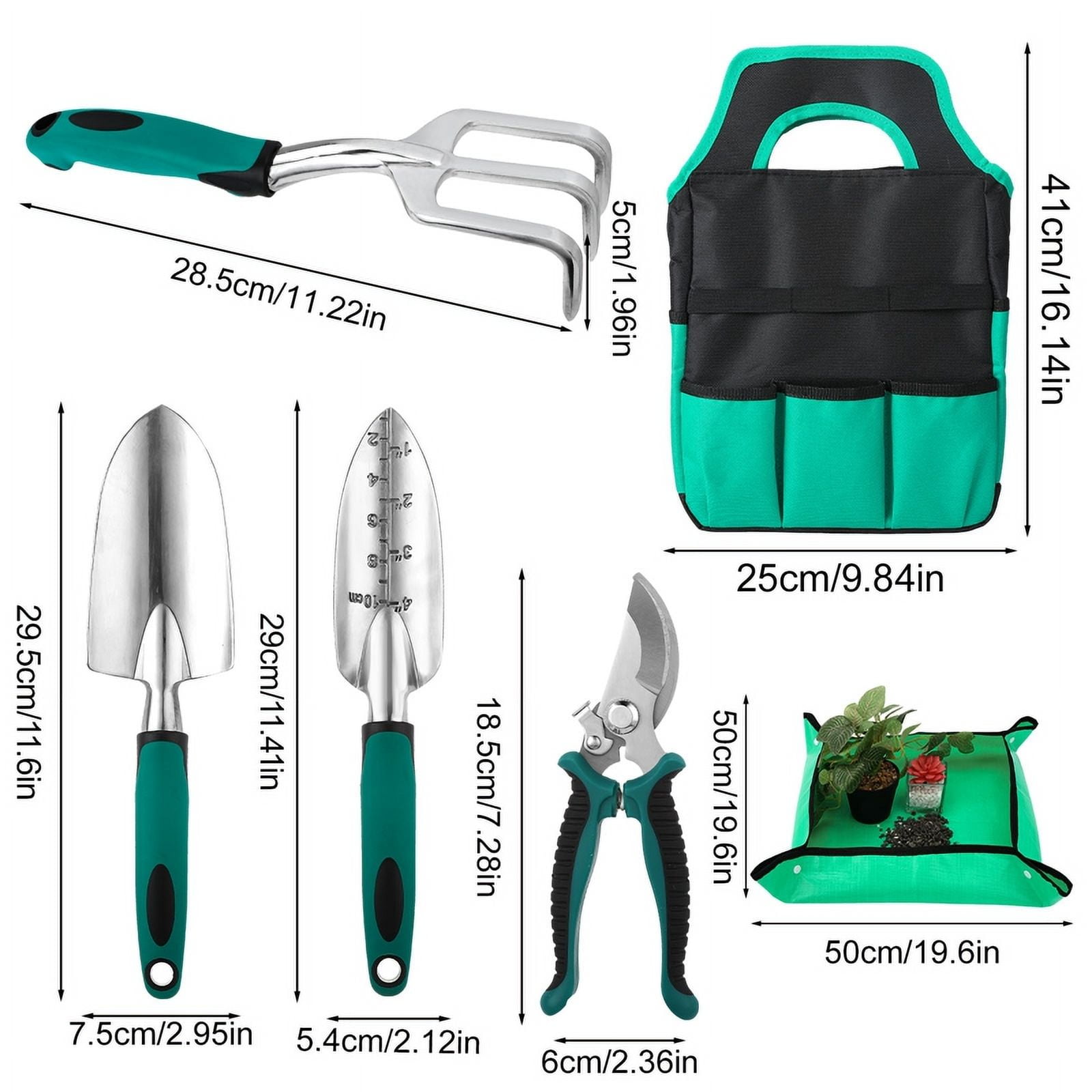 topjuju 7 Pcs Gardening Tools Set, Gardening Hand Tools with Rust-Proof,Stainless Steel,High Quality Aluminum Alloy Material, Gardening Supplies Set Ideal Gardening Gift