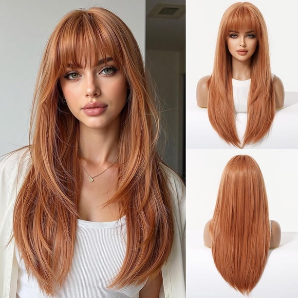 Yanonmyfd Black Wigs for Women Long Wig with Bangs Natural Straight Wigs Synthetic Hair Heat Resistant Wigs for Daily Party Cosplay Wear