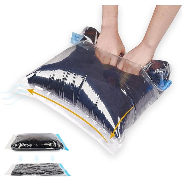 Bolsas Vacio Ropa Enrollada a Mano, Rollo de Mano de Viaje Bolsa de Vacío Cerrada, Bolsa para Ahorrar Espacio, Ropa, Equipaje, Organizador del Hogar