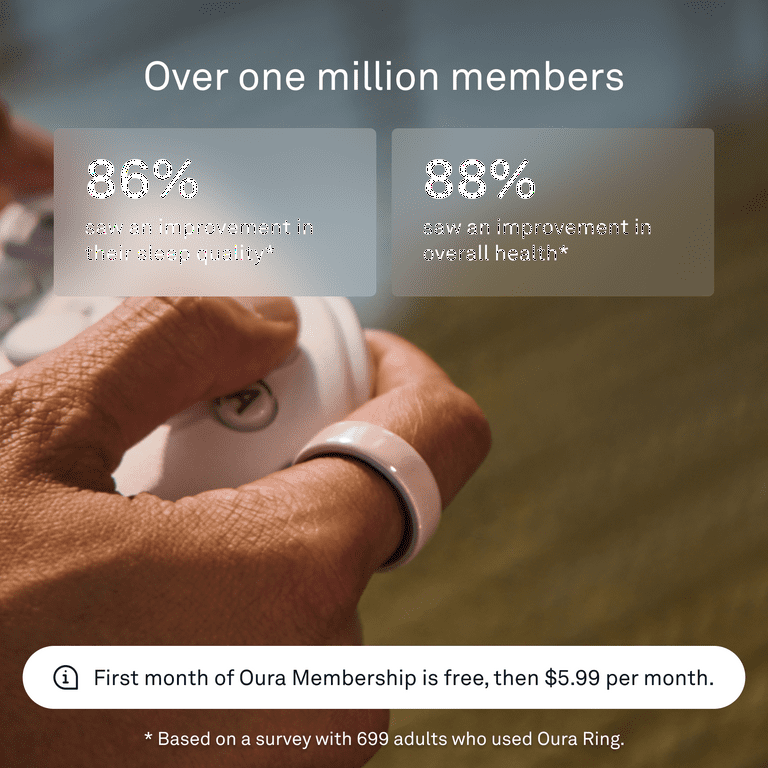 Oura Ring 4 Ceramic, Petal, Size 10, Smart Wearable, Sleep