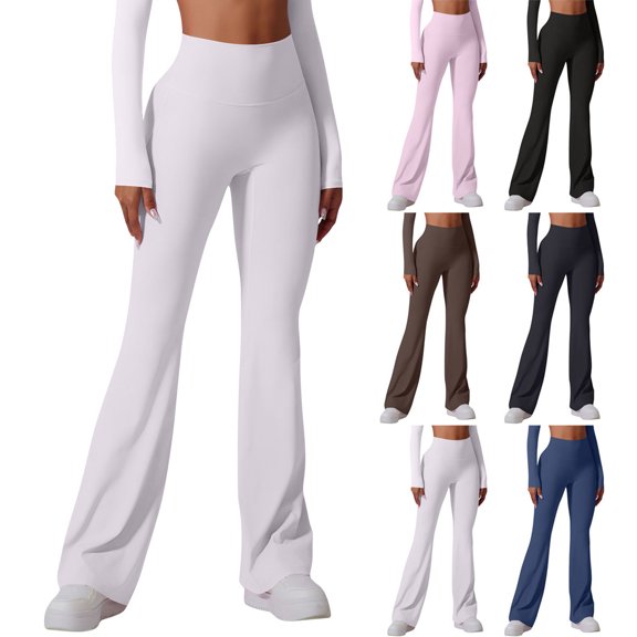 Workout Leggings Womens No Front Seam Straight Flare Pants High Waist Buttery Soft Gym Yoga Pants