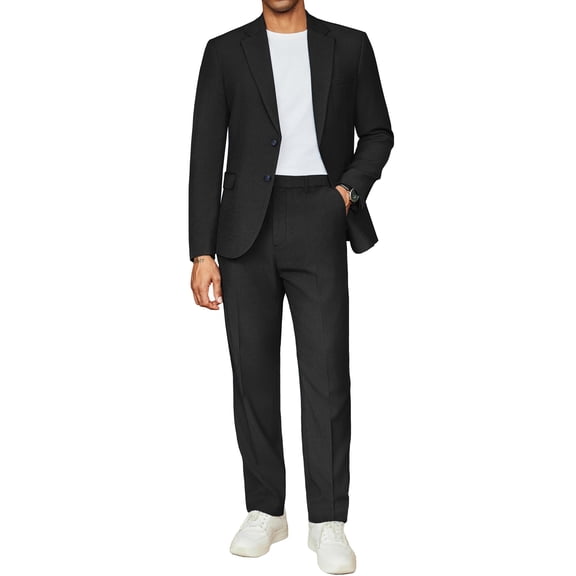COOFANDY Men's 2 Pieces Suit Elegant Solid Two Button Tuxedos Slim Fit Wedding Party Casual Blazer Pants Set
