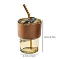 thumbnail image 3 of Double-Wall Glass Coffee Cup with Straw,Portable Office Beverage Mug, Gift Idea,Yellow,1PC, 3 of 7