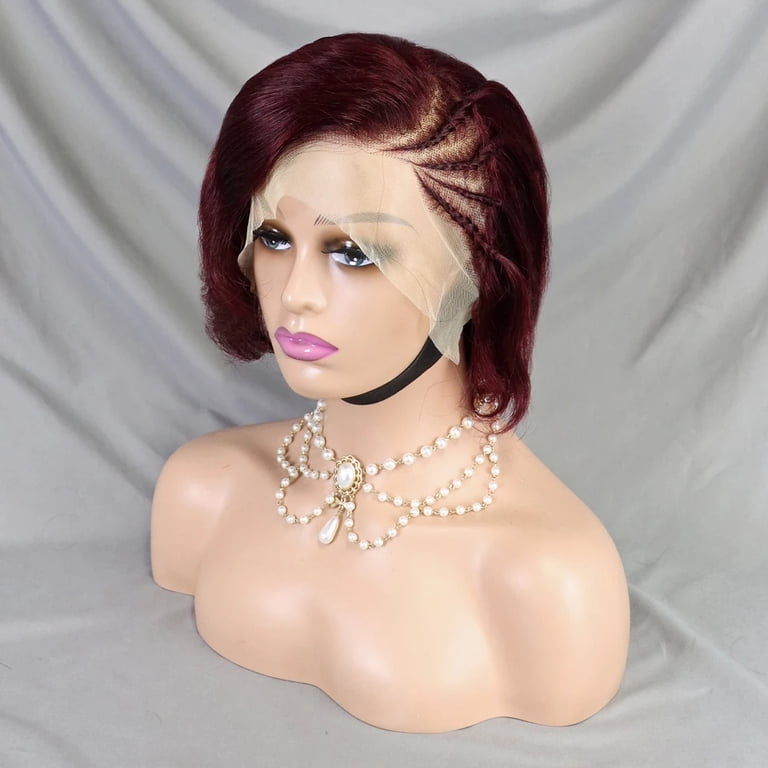 99J Color Bob Human Hair Wig 8 Inch Pixie Cut Wig with  display picture 3