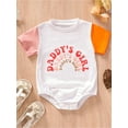 thumbnail image 2 of xiaxaixu Baby Girl Father’s Day Romper, Short Sleeve Contrast Color Letter Print Newborn Bodysuit, 2 of 9