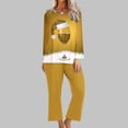 thumbnail image 1 of Puntoco Conjunto De Pijama De Manga Larga Con Cuello Redondo Y Pantalones Estampados De Moda Navideña Para Mujer Amarillo M, 1 of 4