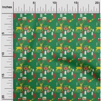 oneOone Cotton Cambric Green Fabric Merry Christmas Sewing Craft Projects Fabric Prints By Yard 56 Inch Wide