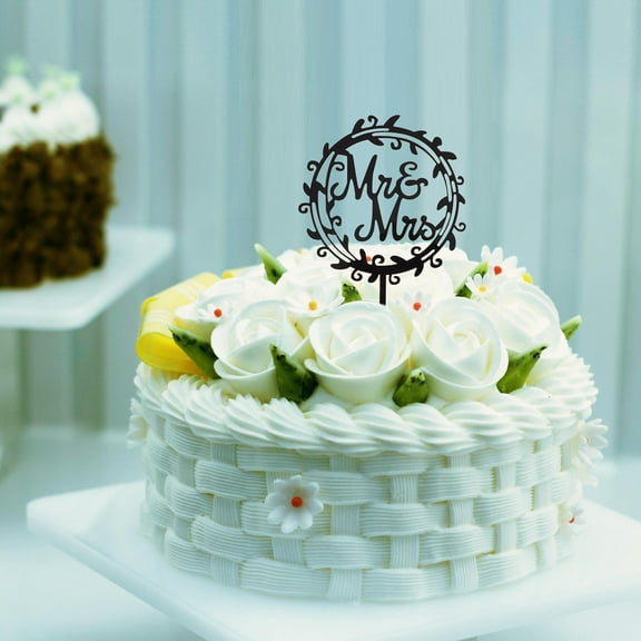 CRILSTYLEO Acrylic Wedding Cake Toppers 1Pcs Black Shape for Birthday Party
