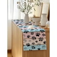 thumbnail image 5 of Table Runner 72 Inches Long for Kitchen Dining, Pink Blue Paw Print Dresser Scarf Farmhouse, Dining Table Decorations for Wedding/Parties, Vintage Farmhouse Rustic Wooden Grain 18 x 72 In, 5 of 9