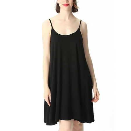 

Grianlook Ladies Nightgowns Scoop Neck Sleep Dress Straps Night Gowns Women Comfy Sleepwear Lounge Sleeveless Pajama 1905 Black 7XL