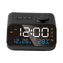 LED Digital Alarm Clock Time Calendar Temperature FM Radio Bedside Snooze Clock