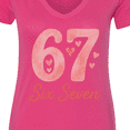 thumbnail image 4 of Inktastic 67th Birthday Celebration Hearts Women's V-Neck T-Shirt, 4 of 5