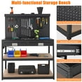 thumbnail image 3 of Workbench,48 inch Workbench with Drawers, Pegboard, Hooks, USB Sockets, Three-tier Storage Platform,1000 LBS Load Capacity,Work Bench for Garage, Offices, and Home Workspace, 3 of 9