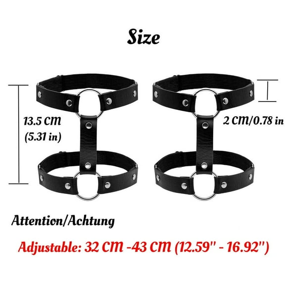 CHUANK Leather Thigh Straps Thigh Chains Body Chain Adjustable Leg Garter Belt Harness Punk Leg Garter Belt Festival Rave Body Accessory for Women and Girls Black