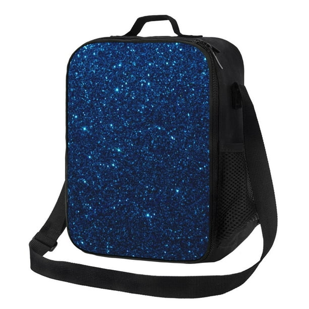 Disketp Sparkling Blue Glitter Bolsa Térmica Estampada para Almuerzo, Lonchera para Hombres y Mujeres Adultos