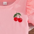 thumbnail image 4 of NOLDARES Toddler Infant Baby Girl Outfit Short Sleeve Shirt Tops Shorts Clothes(Red,2-3 Years), 4 of 6