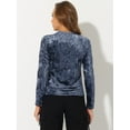 thumbnail image 3 of INSPIRE CHIC Camiseta casual de manga larga con cuello redondo y parte superior de terciopelo para mujer Gris azul L, 3 of 4