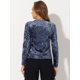 thumbnail image 3 of INSPIRE CHIC Camiseta casual de manga larga con cuello redondo y parte superior de terciopelo para mujer Gris azul L, 3 of 4